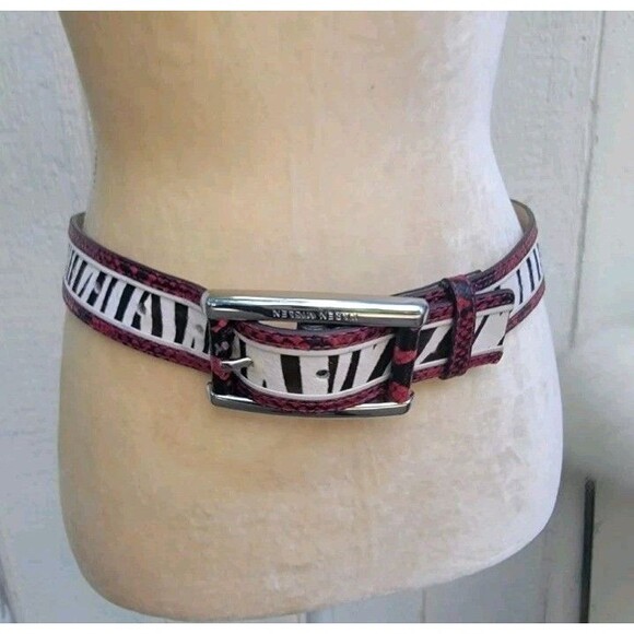 Karen Millen  large buckle zebra and snake print belt wmns sz S/M main image 6